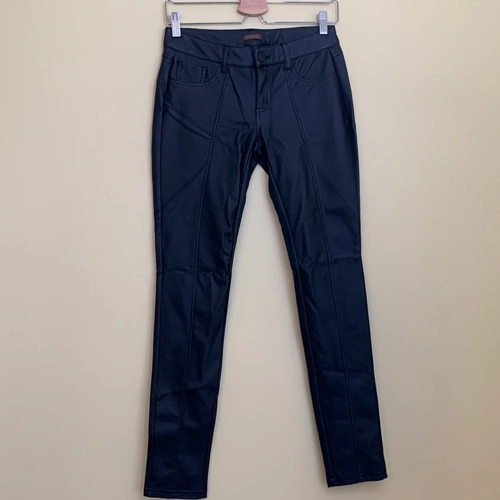Copper Key | Black Faux Leather Bikercore Moto Pants (15” Waist x 31” Inseam)